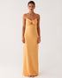 Yellow Cut Out Spaghetti Straps Sheath Formal Dress