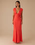 Orange V-Neck Chiffon Sheath Formal Dress