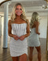 Sparkly Silver Strapless Bodycon Corset Mini Homecoming Dress with Beading