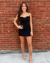 Black Spaghetti Straps Ruched Bodycon Corset Short Homecoming Dress