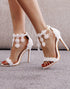 Elegant Tassel Ankle Strap Lace Wedding Heels
