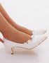 White Single-Strap Lace Pointed Wedding Shoes