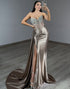 Strapless Mermaid Corset Satin Grey Prom Dress