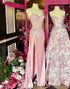 Strapless Beaded Corset Sheath Blush Prom Dress