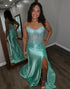 Sparkly Green Mermaid Corset Strapless Prom Dress