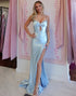 Mermaid Cut Out Spaghetti Straps Light Blue Prom Dress