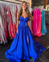 Royal Blue Sweetheart A Line Ruched Prom Dress with Slit