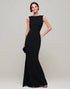 Black Sheath Keyhole Bateau Neck Long Formal Dress