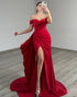 Off the Shoulder Mermaid Ruched Red Prom Dress with Sash