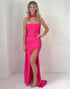 Strapless Corset Fuchsia Prom Dress with Streamer