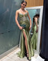 Strapless Mermaid Ruched Corset Green Prom Dress with Rhinestones