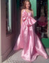 Strapless A Line Satin Pink Prom Dress with Bow