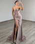 Dusty Rose Cut Out Mermaid Strapless Ruched Prom Dress