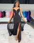 Black Spaghetti Straps Mermaid Beaded Prom Dress