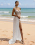 Sheath Corset Beaded Spaghetti Straps Ivory Wedding Dress