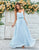 Chiffon Spaghetti Straps Sky Blue Long Bridesmaid Dress