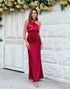 Mermaid Halter Sleeveless Burgundy Bridesmaid Dress