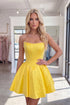 Yellow A-Line Strapless Corset Short Homecoming Dress with Pearls