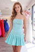 A-Line Mint Strapless Short Homecoming Dress with Pearls