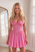 Pink A-Line Sweetheart Corset Homecoming Dress with Ruffles