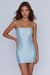 Blue Strapless Bodycon Homecoming Dress with Beading