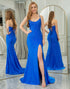 Sparkly Royal Blue Mermaid Long Prom Dress With Slit