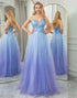 Sparkly A Line Tulle Long Prom Dress With Appliques