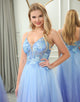 Sparkly A Line Tulle Long Prom Dress With Appliques