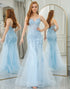 Light Blue Mermaid Backless Long Prom Dress With Slit