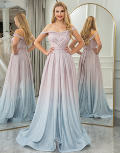Blush A Line Off the Shoulder Long Prom Dress