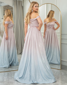 Blush A Line Off the Shoulder Long Prom Dress