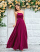 A-Line One Shoulder Burgundy Long Bridesmaid Dress with Ruffles