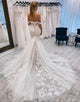 White Off the Shoulder Long Lace Mermaid Wedding Dress