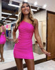 One Shoulder Short Pink Homecoming Dress With Beading
