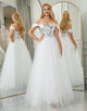 White A Line Off the Shoulder Long Mirror Prom Dress