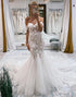 White Off the Shoulder Long Lace Mermaid Wedding Dress