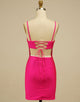 Sheath Short Hot Pink Homecoming Dress with Beading