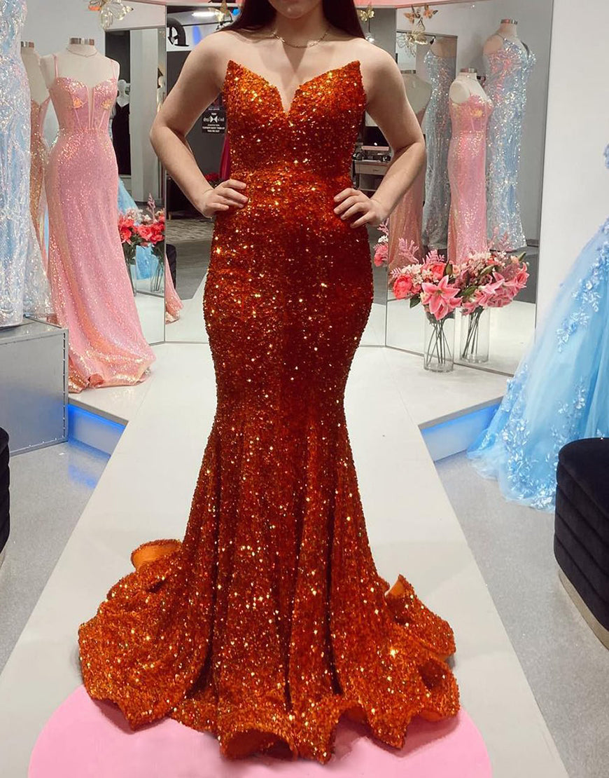 Dressself Red Sweetheart Mermaid Tight Prom Dress Sequin Evening Dress Dressself Red Sweetheart Mermaid Tight Prom Dress Sequin Evening Dress
