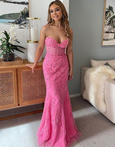 Sweetheart Mermaid Pink Prom Dress