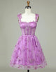 Lilac Corset Short Tulle Homecoming Dress with 3D Butterflies