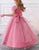 A-Line Beaded Blush Girls Dresses with Appliques