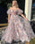 A Line Strapless Off The Shoulder Floral Tulle Long Prom Dress