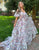 A Line Strapless Off The Shoulder Floral Tulle Long Prom Dress