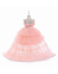 A Line Removable Hot Pink Girl's Party Dress