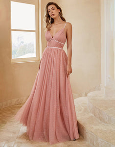 A Line Spaghetti Straps Bridesmaid Dress with Ruffles