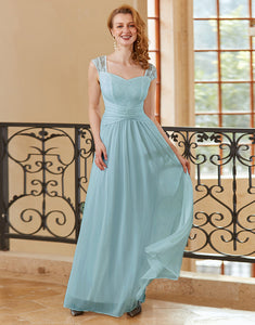 A Line Sweetheart Sky Blue Long Lace Dress