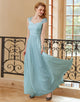 A Line Sweetheart Sky Blue Long Lace Dress