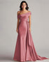 Amethyst Mermaid One Shoulder Pleated Long Formal Dress with Chapel Train