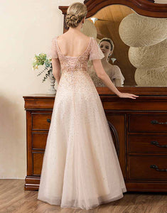 Blush Beading A Line Sparkly Mother of Bride Dress