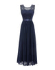 Navy Midi Lace Wedding Party Dress